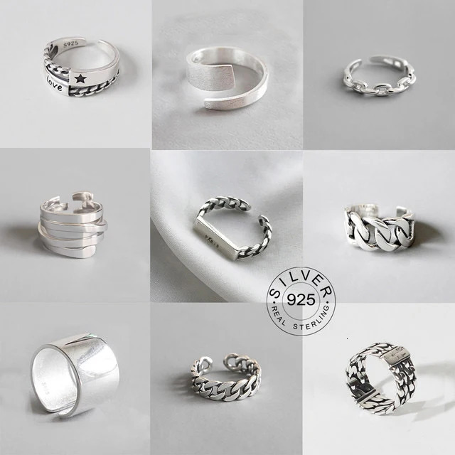 Vintage Silver Color Metal Punk Letter Open Rings n Finger Rings for Women men Party Jewelry Gifts LETTER 250509