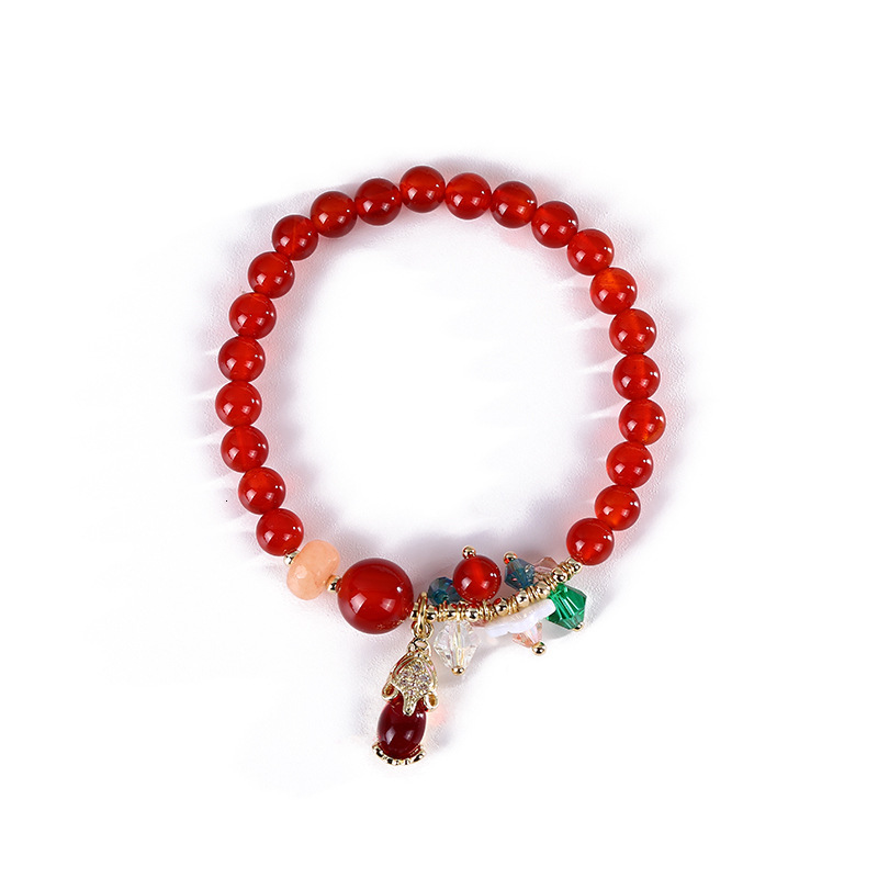 Noble and Exquisite Tiger Agate Crystal Bracelet, Female Pendant, Hand String, New Year Red Beaded Couple Jewelry