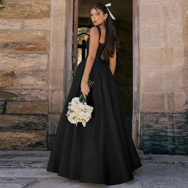 Fashionable and elegant long skirt solid color women's summer street new slim fit elastic satin dress Y2K clothing