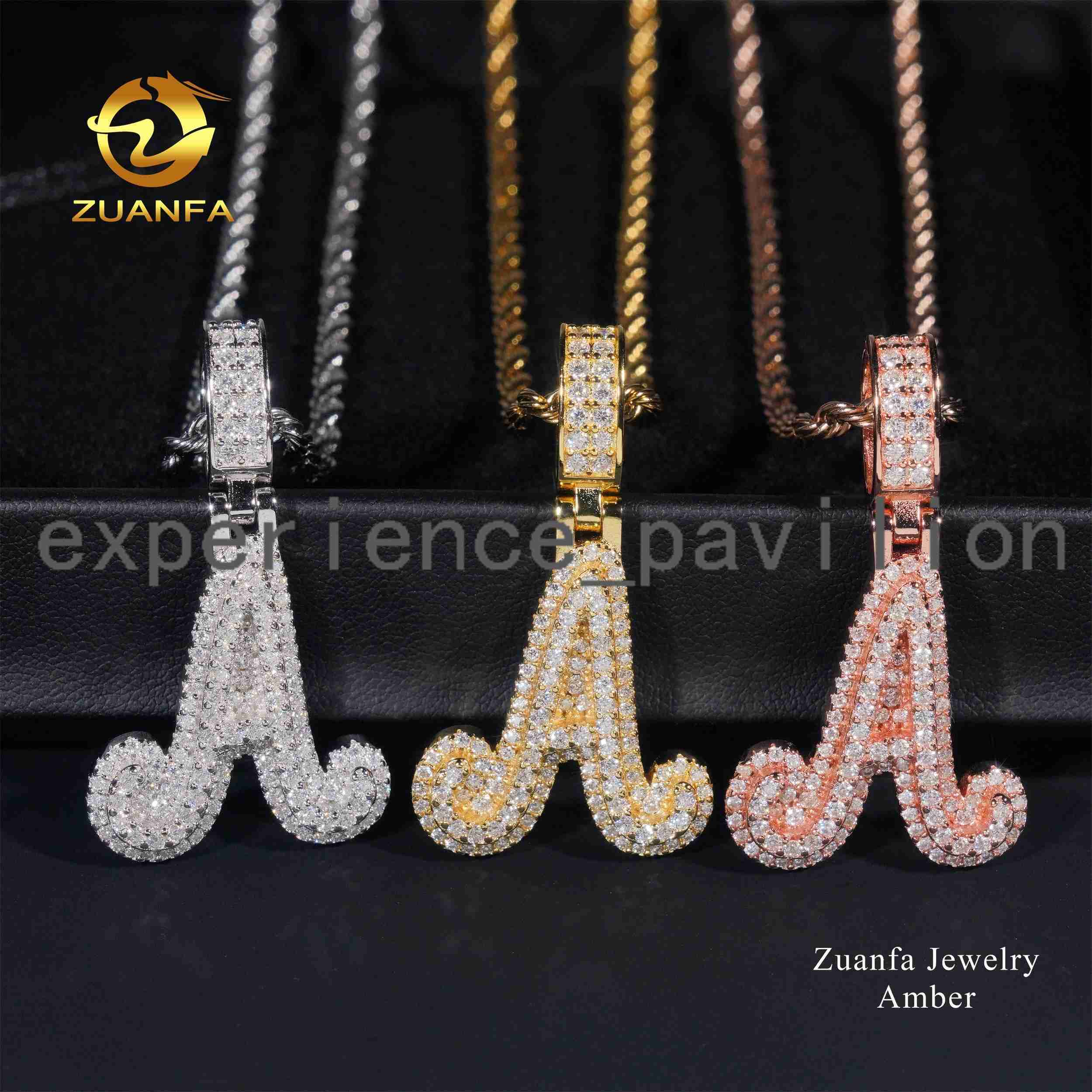Wholesale Price Hip Hop Jewelry Women Men Necklace Vvs Moissanite Diamond Iced Out White Gold Plated Moissanite Letter Pendant