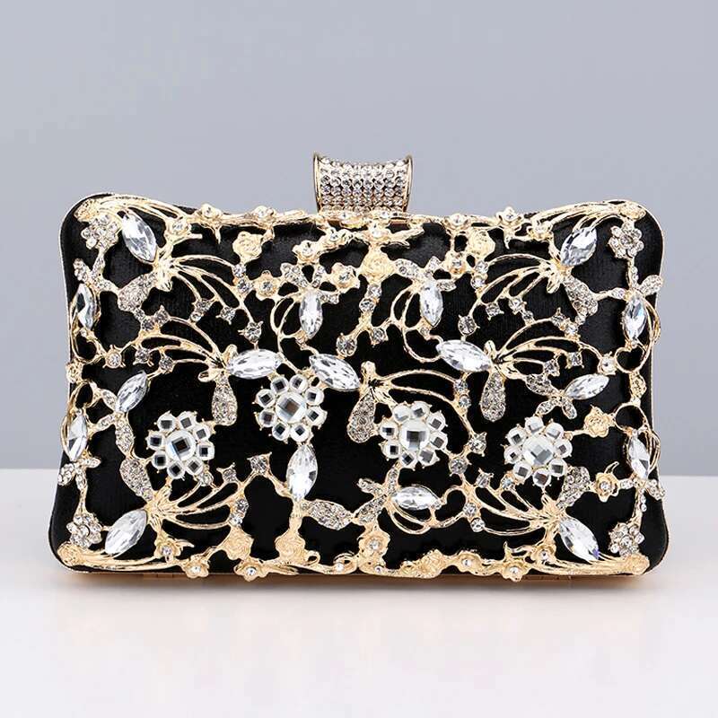 Shinny Glitter Evening Rhinestone Hard-Surface Box Bags Elegant Female Wedding Shoulder Pouch Banquet Party Purse