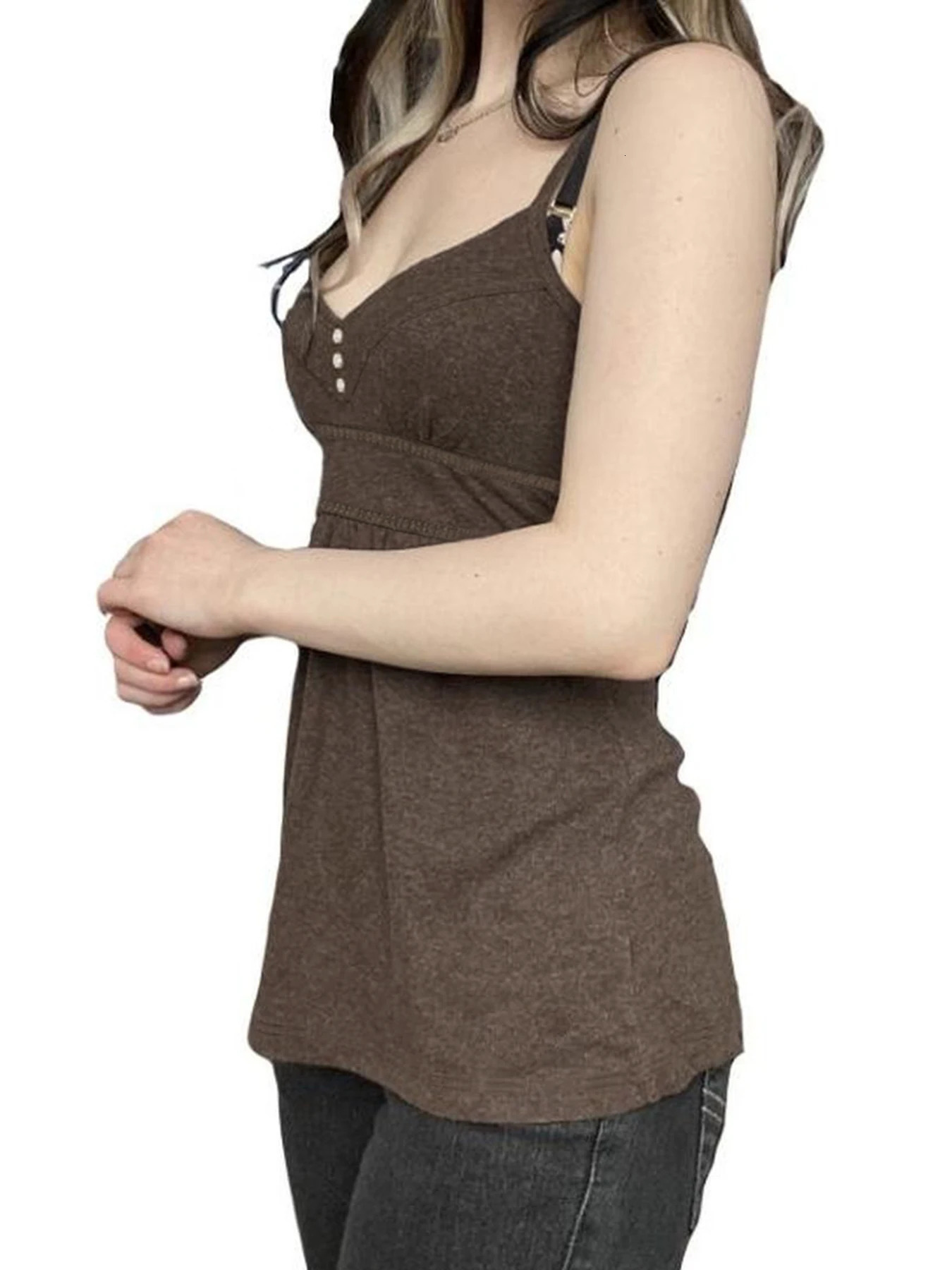 IAMSURE Retro Casual Solid ALine Camis Top Sexy Slim Vneck Sleeveless Vest 2024 Summer Fashion Street Clothing Women 250506