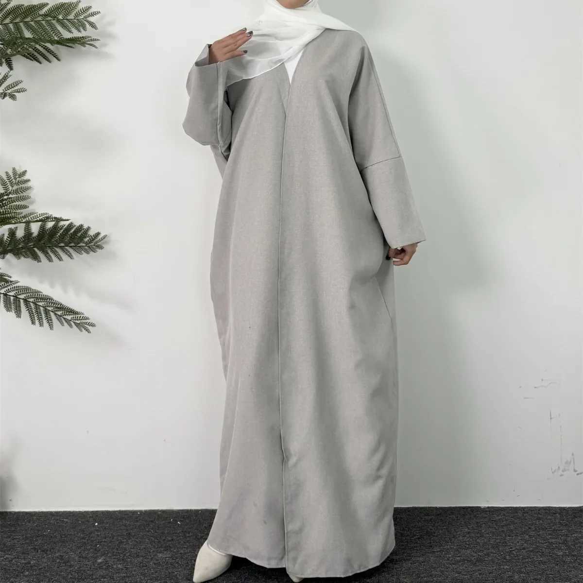 Muslim Open Front Abaya Long Slve Maxi Length Dress Womens Clothing Muslim Cardigan Abayas Out Kaftans Women Jilbabs X250514