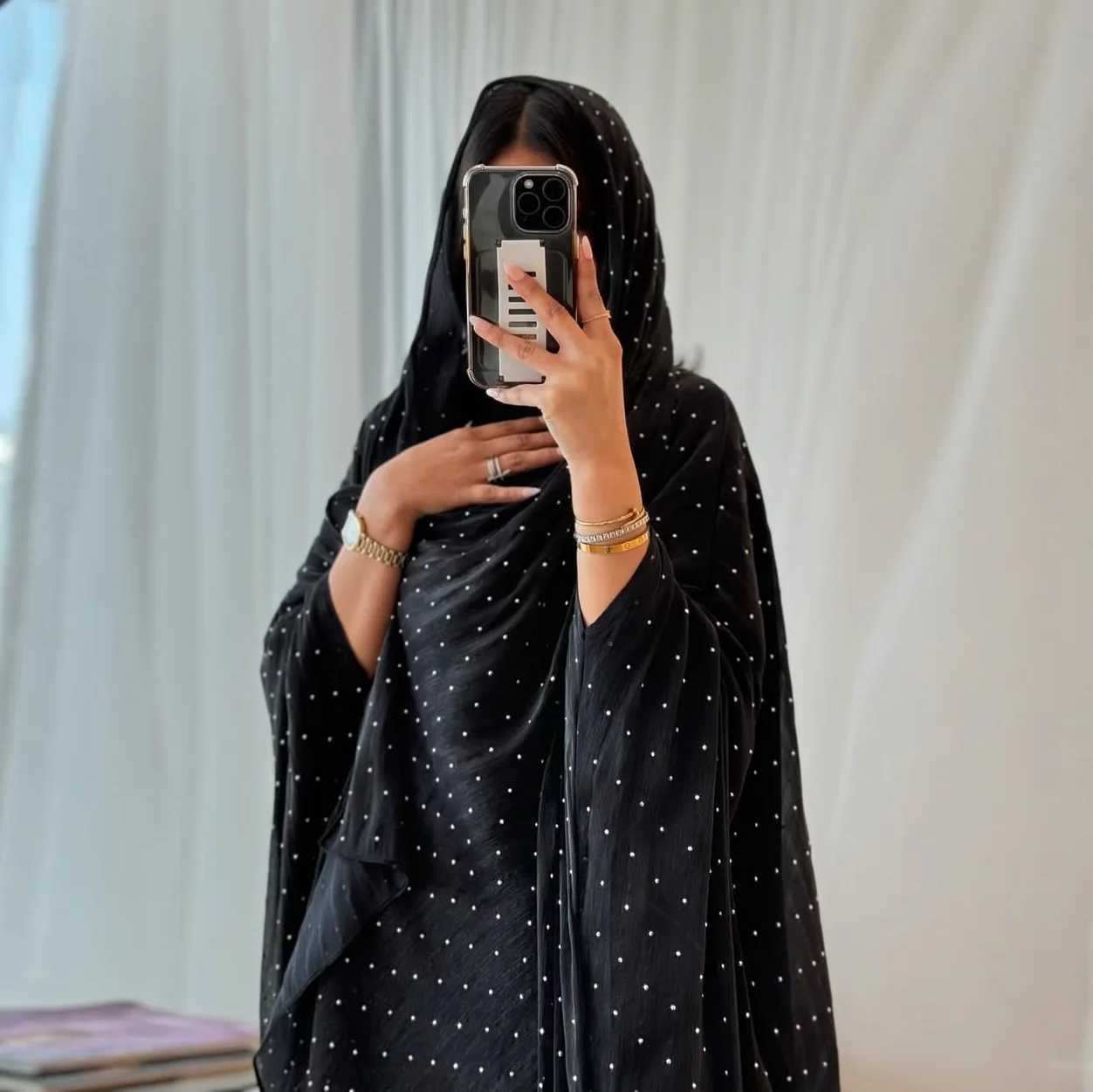 Dubai Open Front Abaya Hijab Dress Kimono Diamonds Muslim Women Kaftan Caftan Femme Robe Islam Jalabiya Arabic Clothing Vestidos X250514