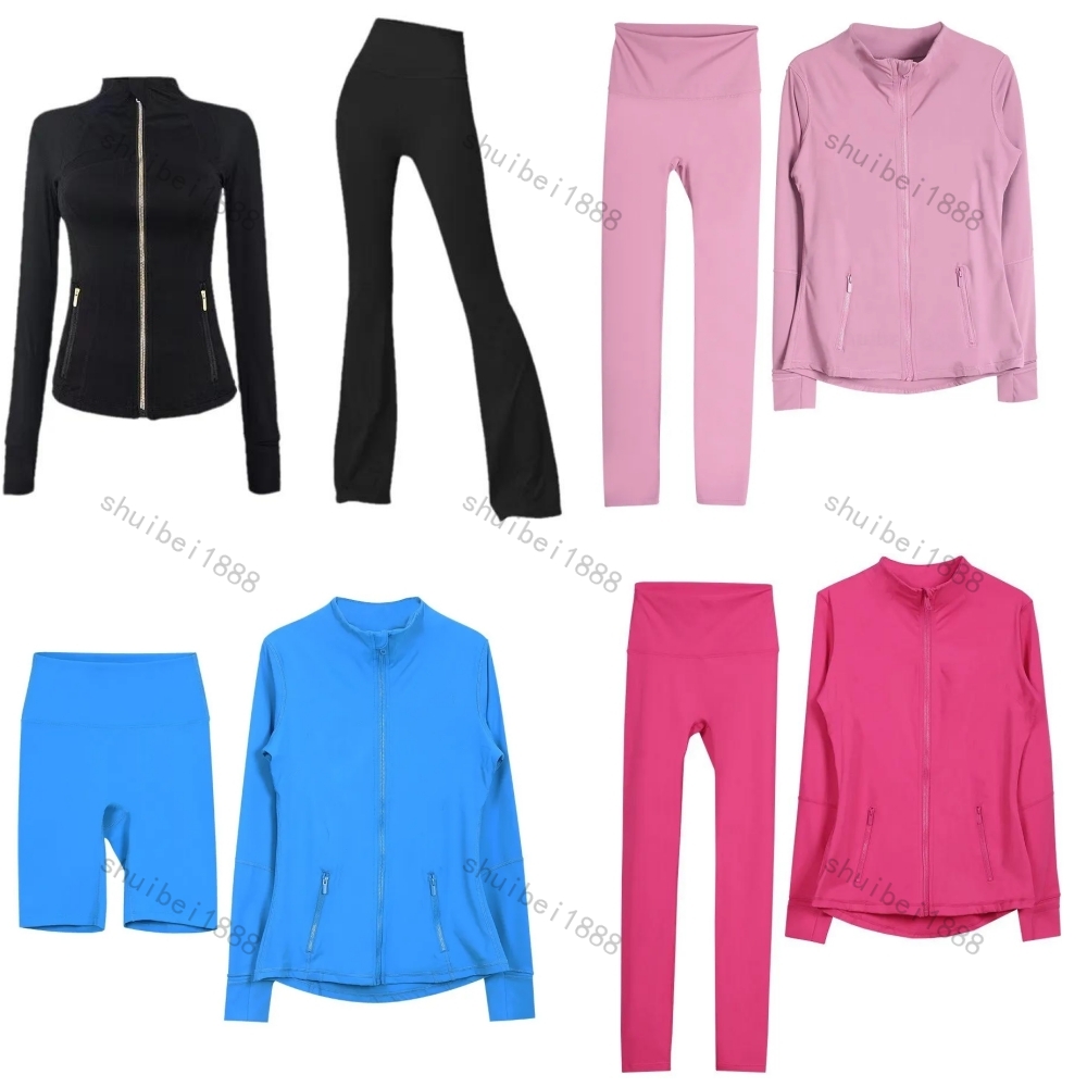 2pcs Yoga Set Gym set Jacket and Flare leggings Yoga Jacket Workout Elastic Waist leggings Shorts Fitness quick dry fitness Activewear Sweatshirt Zip up Sportwear