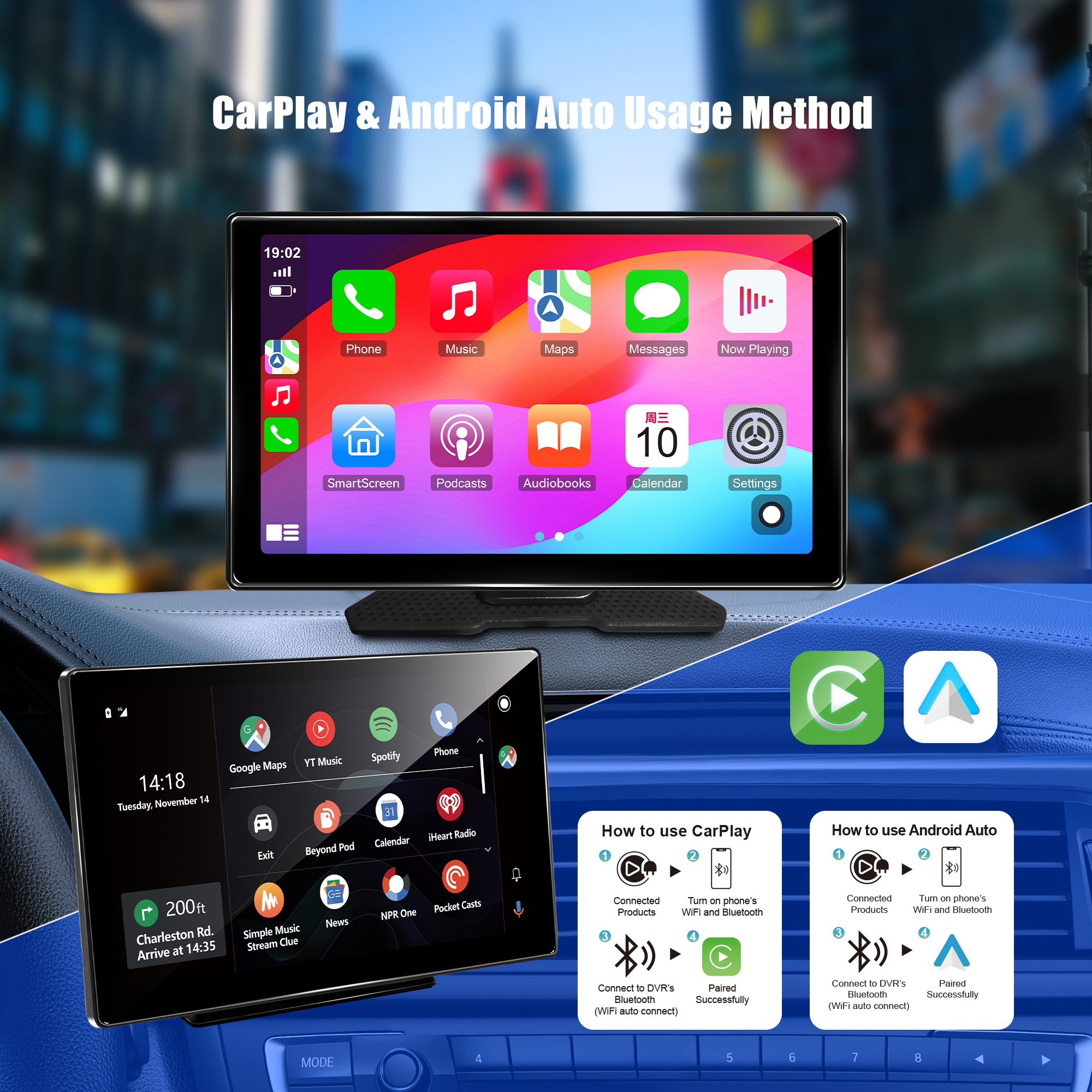 BY-CS91 9" In-Car Smart Display Wireless CarPlay/Android Auto Apple Screen Mirroring navigation multimedia car screen manufacturer supplier OEM