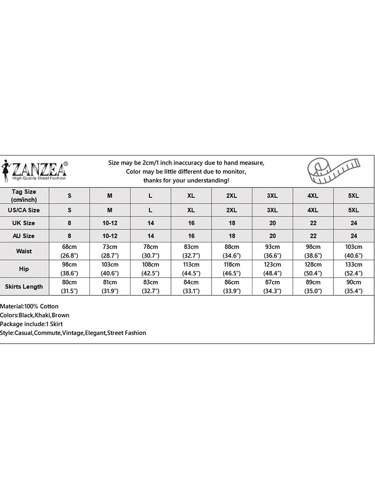 ZANZEA Women Casual Button Up Aline Skirts Summer Cotton Midi Elegant High Waist Solid Temperament Foldas 250514