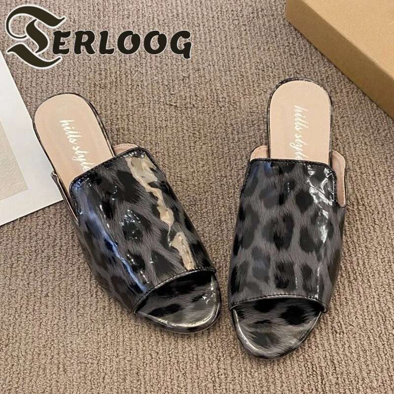 Leopard Women High Heels Sandals Chunky Slippers Sexy Shoes 2025 Summer Brand Open Toe Dress Shoees New Pumps Sandalias