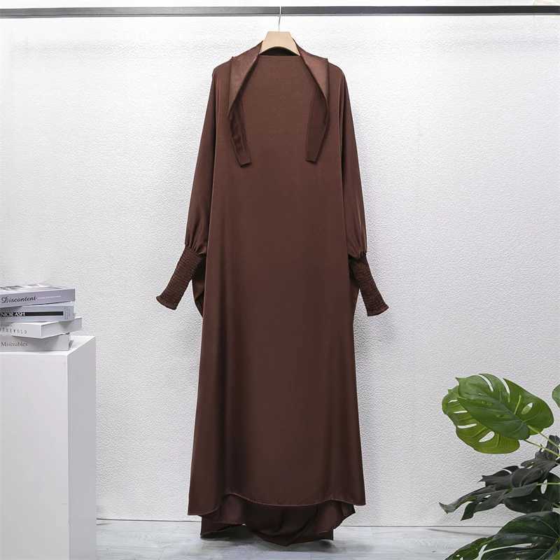 Muslim Abaya Women Jilbab Islamic Clothing Dubai Saudi Black Robe Turkish Modesty One-piece Prayer Dress Hooded Smocking Slve X250514