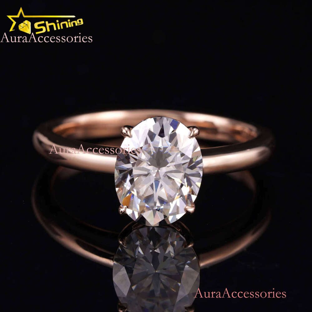 Lab Grown Engagement Rings 14K Solid Rose Gold Salitaire Dias Plain Band Symple Design Ring