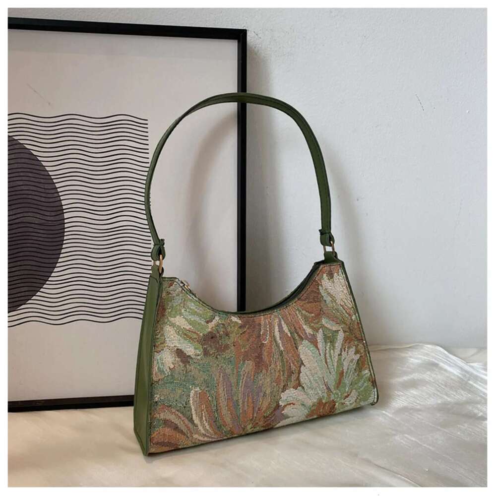 Women's Underarm Bags Autumn Trendy New Oil Painting Shoulder Bag Cute Simple Handbags and Purses Female Travel Small Totes
