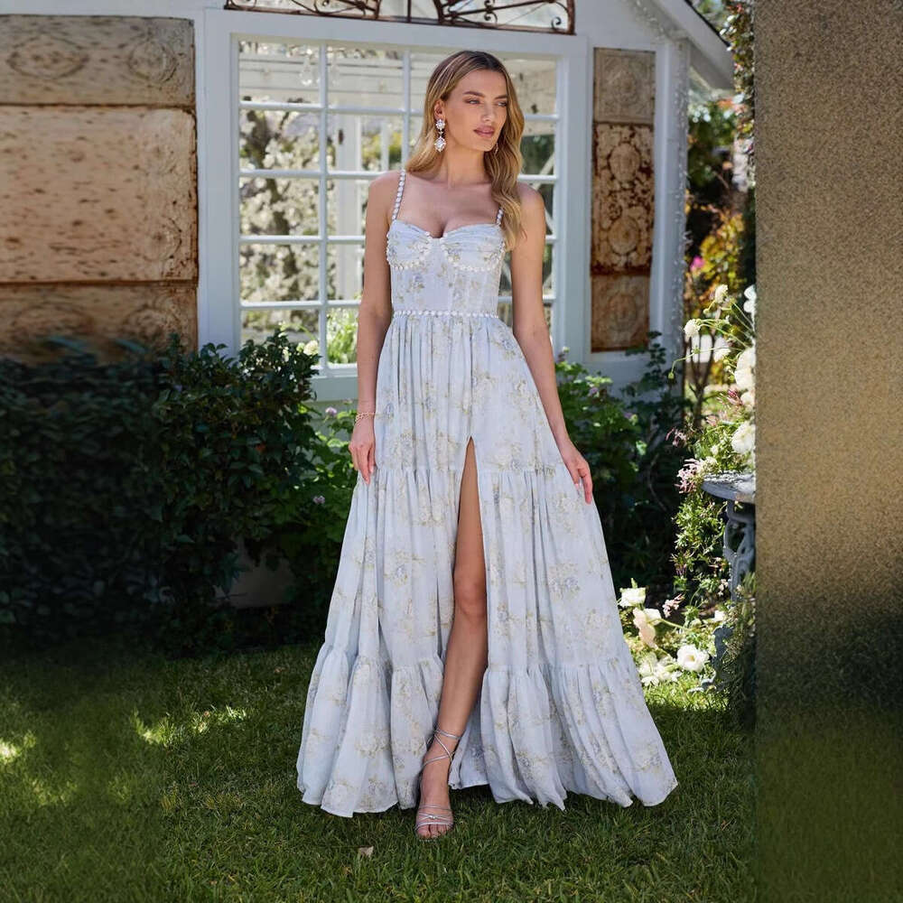 Women's Wear French Sexy Pure Desire Hanging Neck Dress For Women's Summer Long Seaside Vacation Style Backless Floral Skirt
