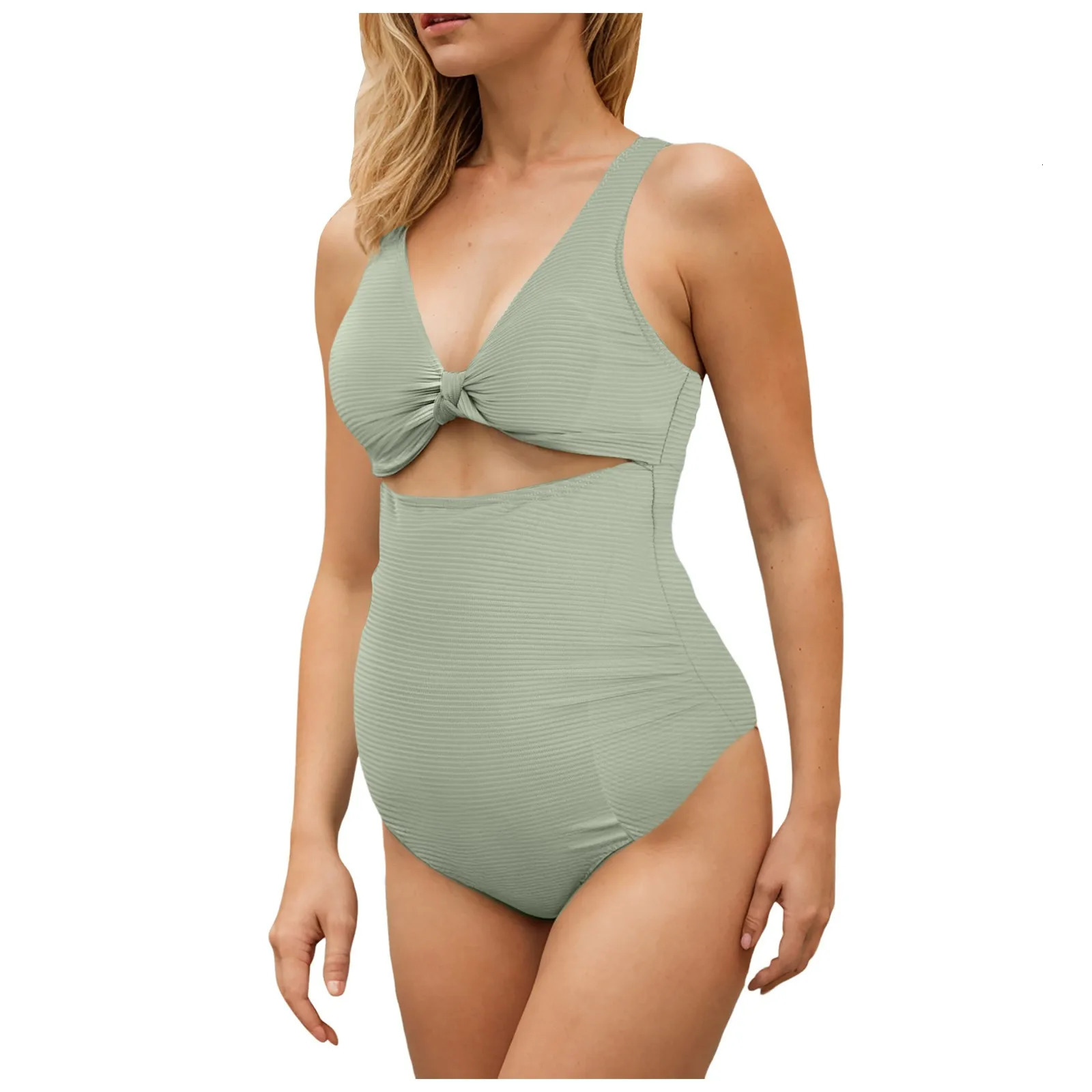Pregnant WomenS Sexy Swimsuit With Chest Padded Holidays Conservative Solid Color Tankini Swimwears For Plus Size Women 250509