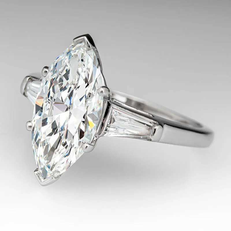 925 Sterling Silver Marquise Cubic Zirconia Rings for Women Temperament Engagement Wedding Accories Fashion JewelryXJ250514