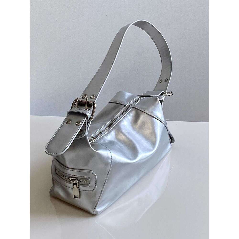 niche design new women's spring summer silver premium feeling armpit bag single shoulder hand-held small bag