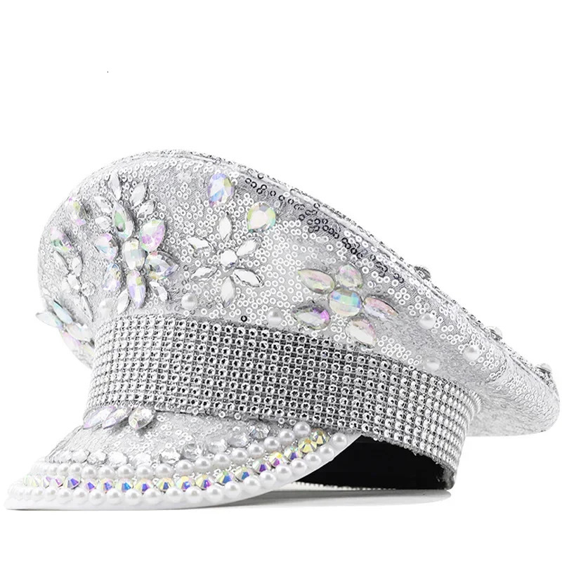 womens pearl wedding silver glitter diamond pography hat 250513