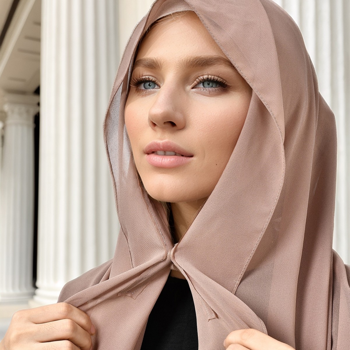 K719 Hot sale new lazy chiffon convenient headscarf magnet buckle fixed anti-drop solid color versatile scarf spot