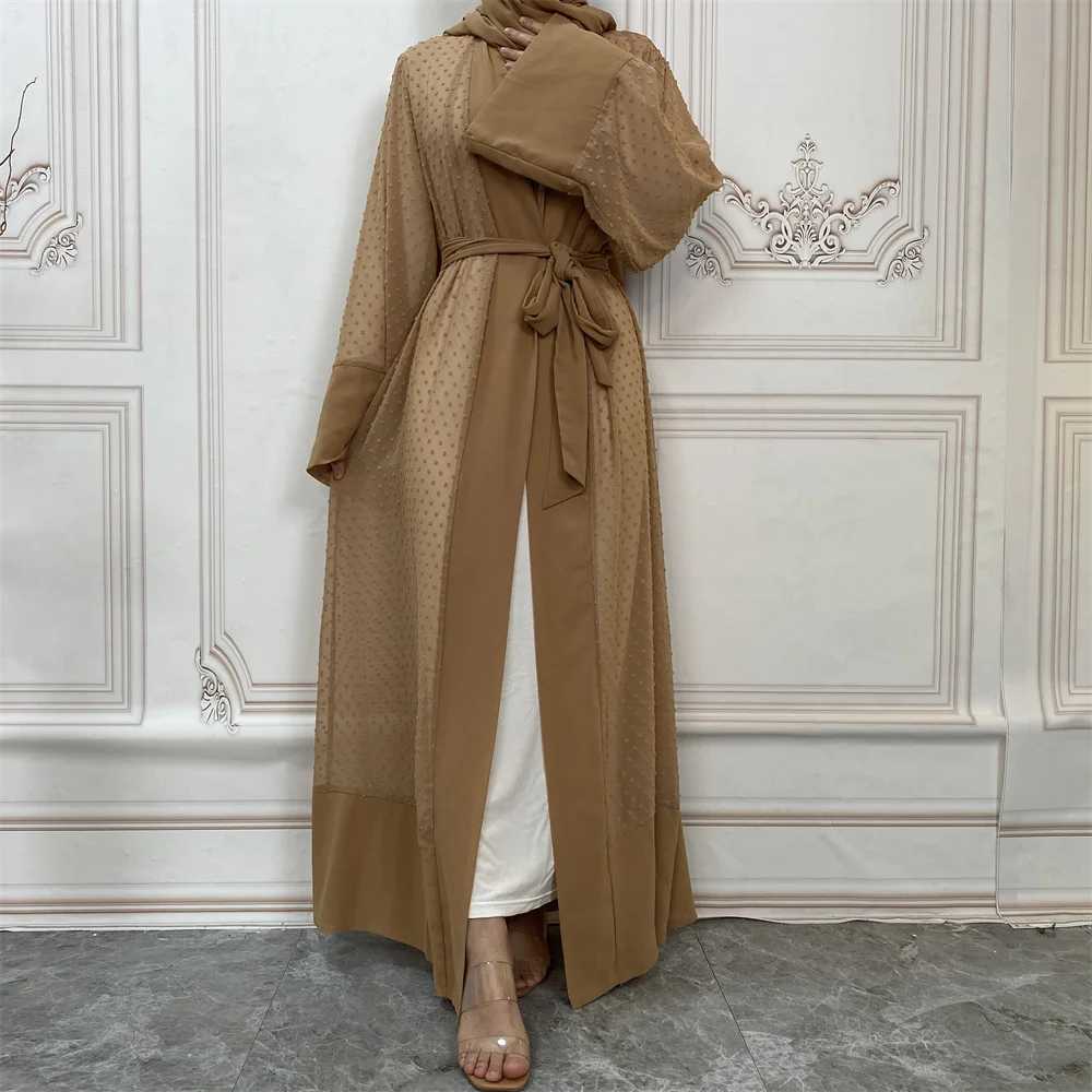 Abayas for Muslim Women Dress Transparent Wave Point Dubai Arabic Kimono Robe Outwear Fr Shipping Turkey X250514