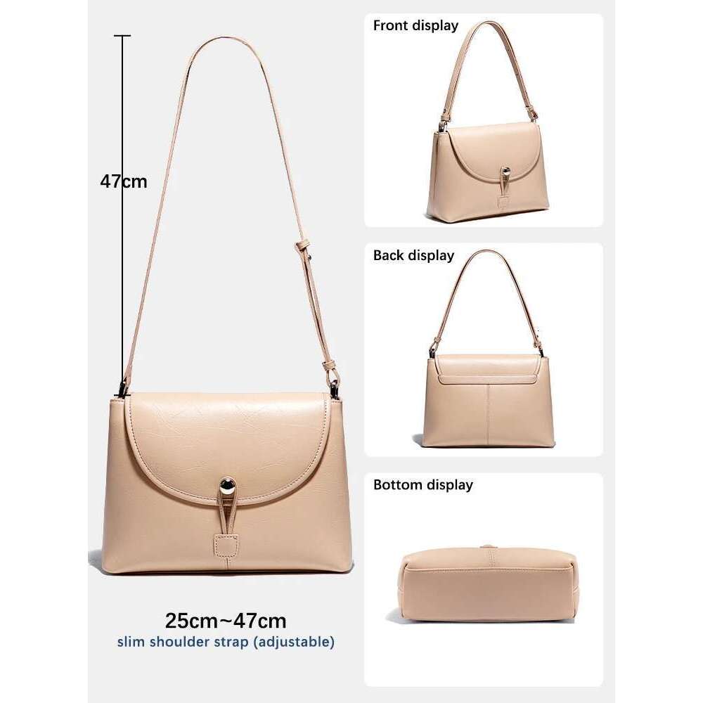 Zency Women's Soft Leather Handbag Large Pocket Tote Shoulder Crossbody Gift Lady Underarm Bag Adjustable