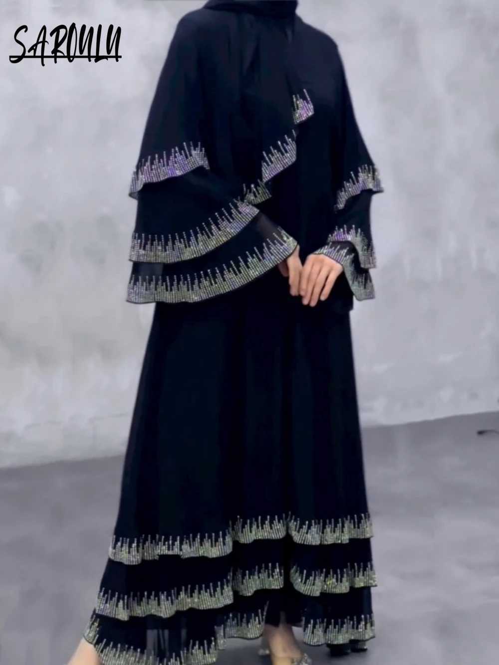 Black Modest the Middle East Evening Dress Charming Crystals A Line Plus Size Cocktail Party Wear Customized Arabic Women Robe X250514