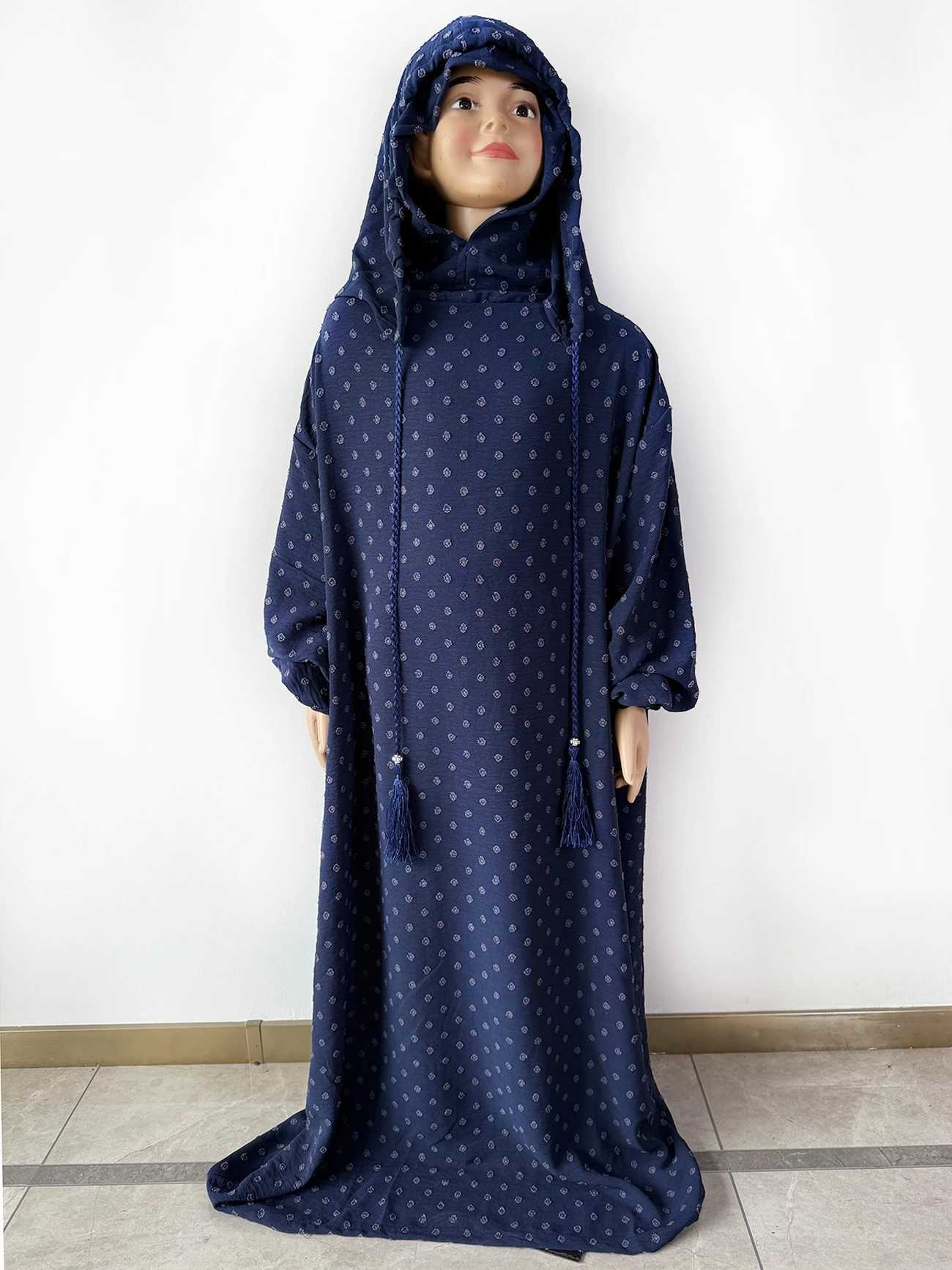 Girls Kids Eid Cotton Prayer Garment Long Khimar Hijab Muslim Girls Islamic Dress Full Cover Robe Turkey Abaya for Ramadan X250514
