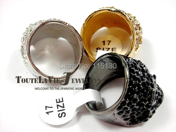 Skull Rings for Men Rock Punk Unisex Crystal Black/Gold Color Biker Ring Male Fashion Jewelry Wholesale 250509