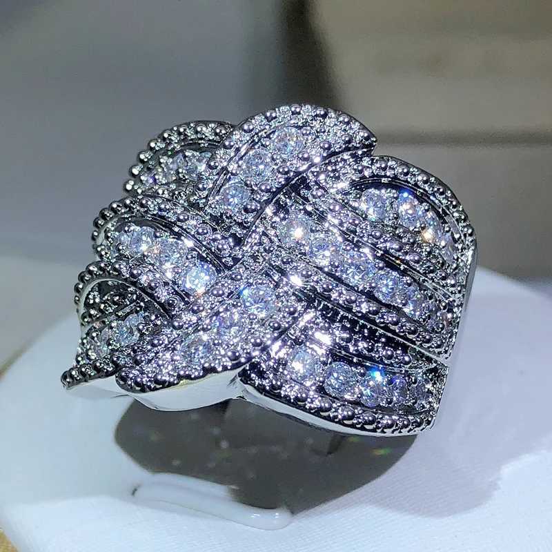 New Twinkling CZ Zircon Stone S925 Silver Color Band Rings for Women Wedding Engagement Fashion Luxury JewelryXJ250514