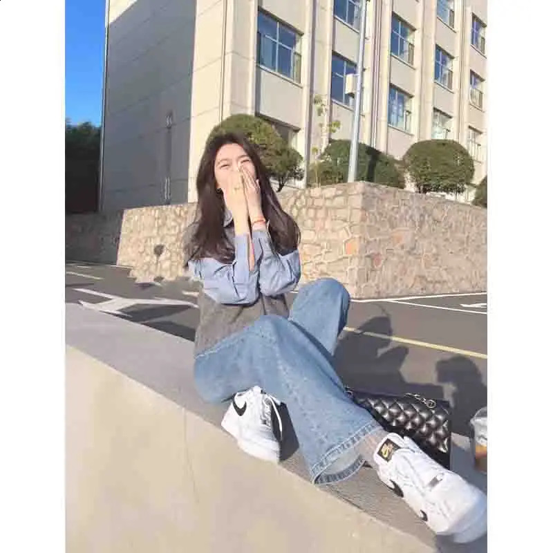 Fashion Korean Gray Sleeveless Elegant Knitted Womens Sweater Vest Sweet Solid Casual V Neck Tank Top Spring Autumn 9702 250506
