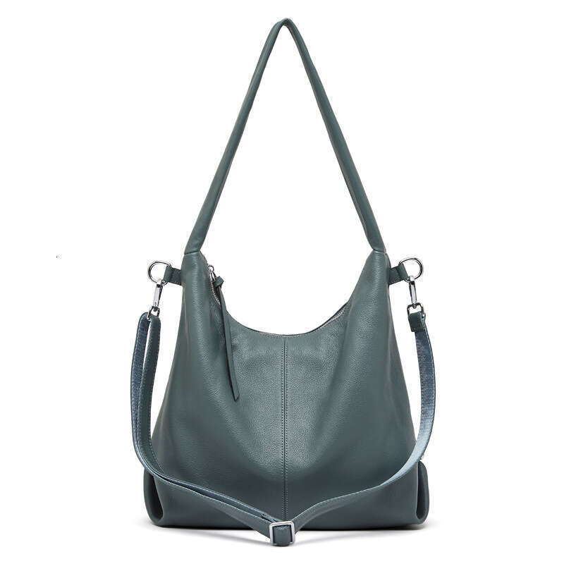 Real Leather Large Capacity Stylish New Korean Version Trendy Fashion Solid Color Casual Commuting Shoulder Tote Women's Bag