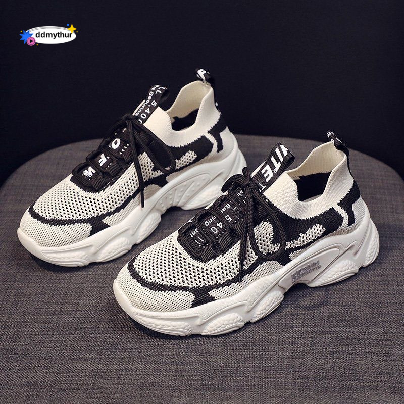 Flyknit sneakers for spring 2023, lightweight mesh, soft sole, casual, non slip, odor proof, breathable women's shoes ddmythur
