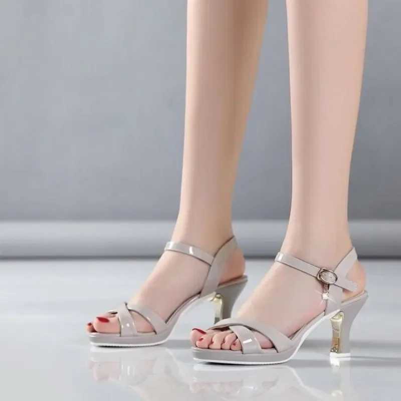 6cm Comfortable Med Block Heels Sandals Womens Platform Shoes Summer 2024 Office Ladies Thick Bottom Sandals for Work Mom W250514