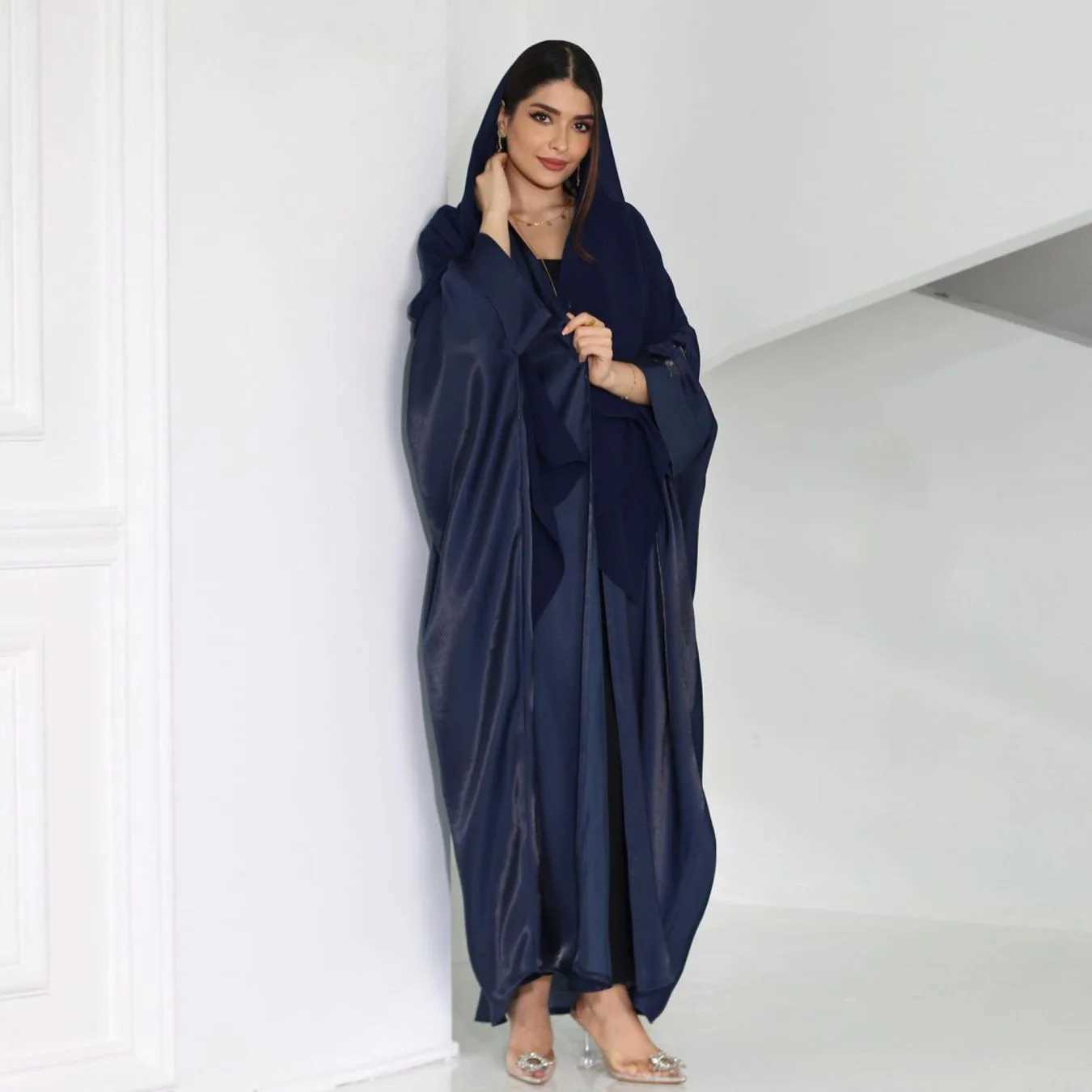 Shining Batwing Slve Cardigan Robe Modest Muslim Dubai Plus Size Kimono Open Abaya Dress Corban Eid Woman Outwear Coats X250514