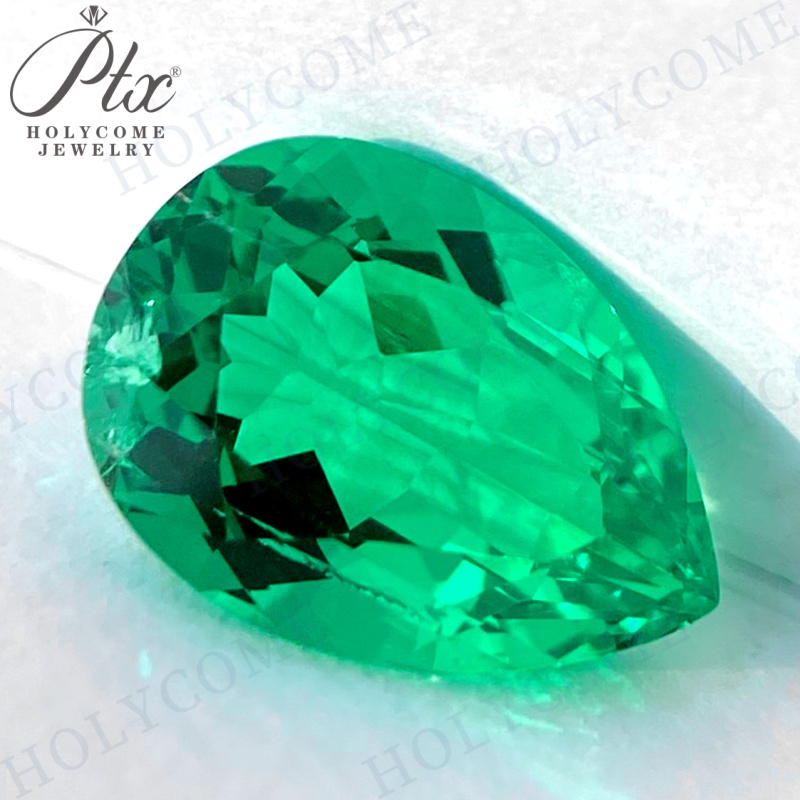 Wholesale Pear Shape Lab Created Emerald Hydrothermal Gemstone 1-5 Carat Lab Grown Emerald Colombian Stone Loose Synthetic Emeralds