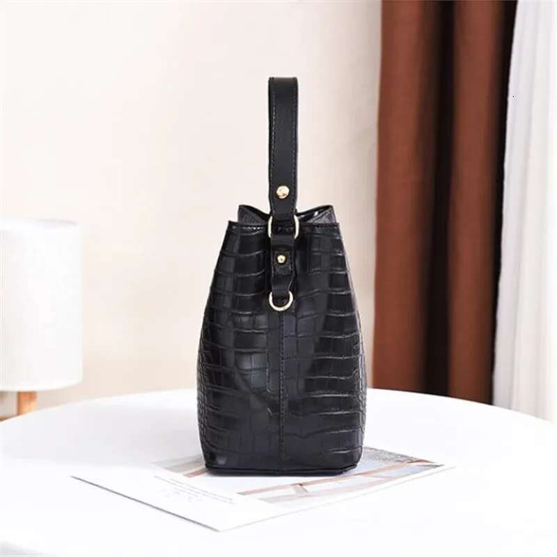 Vintage Stone Leather Handbag Shoulder Crossbody Bags Fashion Female Bucket Large Capacity Women Tote Bag