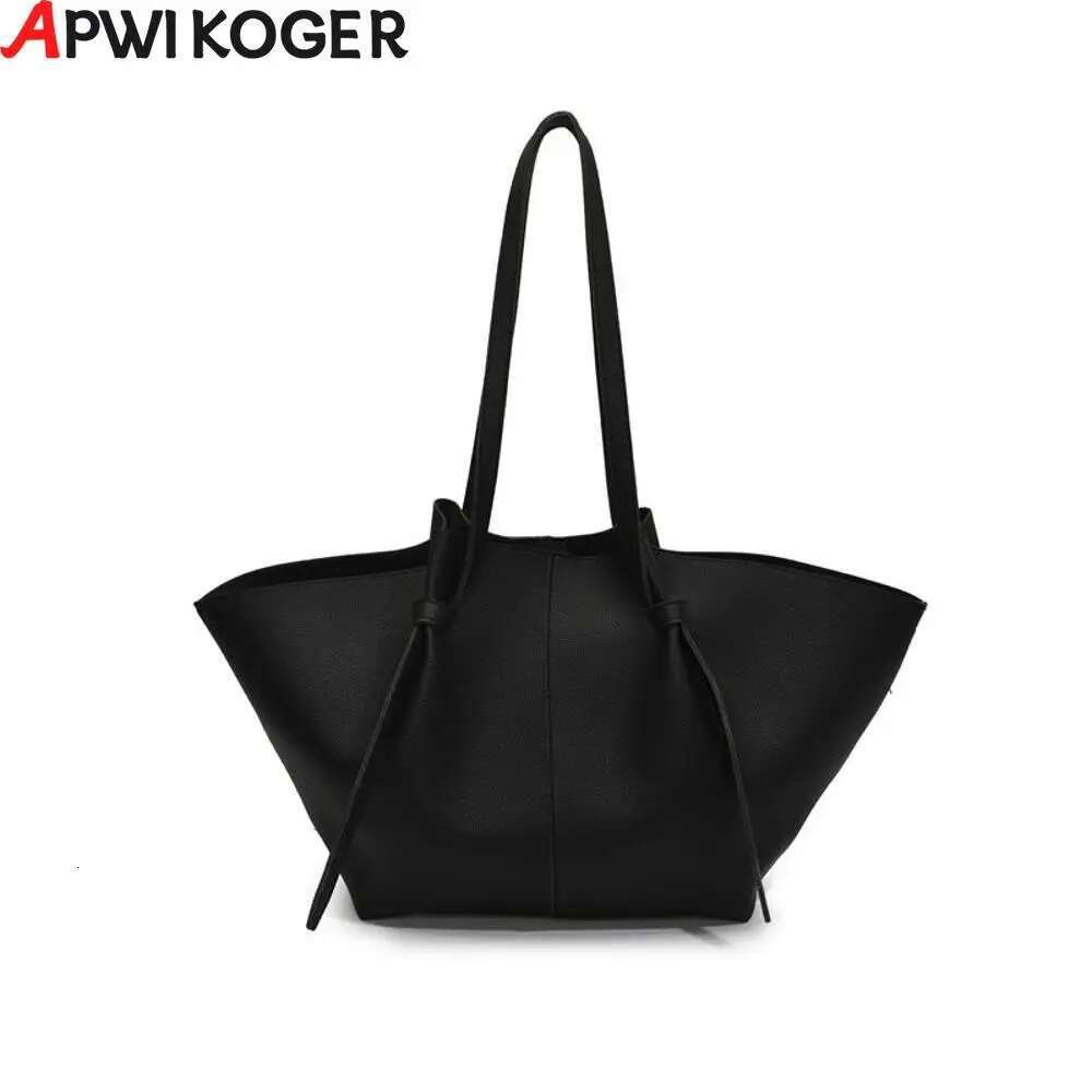 Women Fashion Shoulder Large Capacity PU Leather Casual Handbag Solid Color Simple Tote Purse Female Shopping Bag