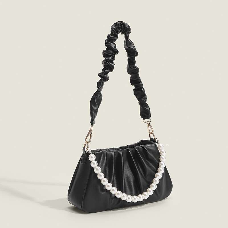 New Niche High-End Pearl Women's Fashion Handbag, Casual And Versatile Pleated Cloud Bag, Single Shoulder Crossbody Bag