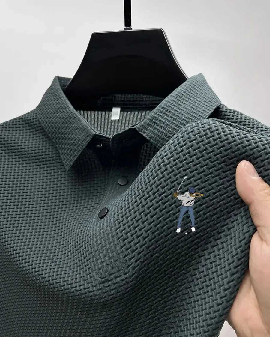 2025 new summer mens business casual short-slved solid color Polo shirt refreshing breathable comfortable versatile tops X250514