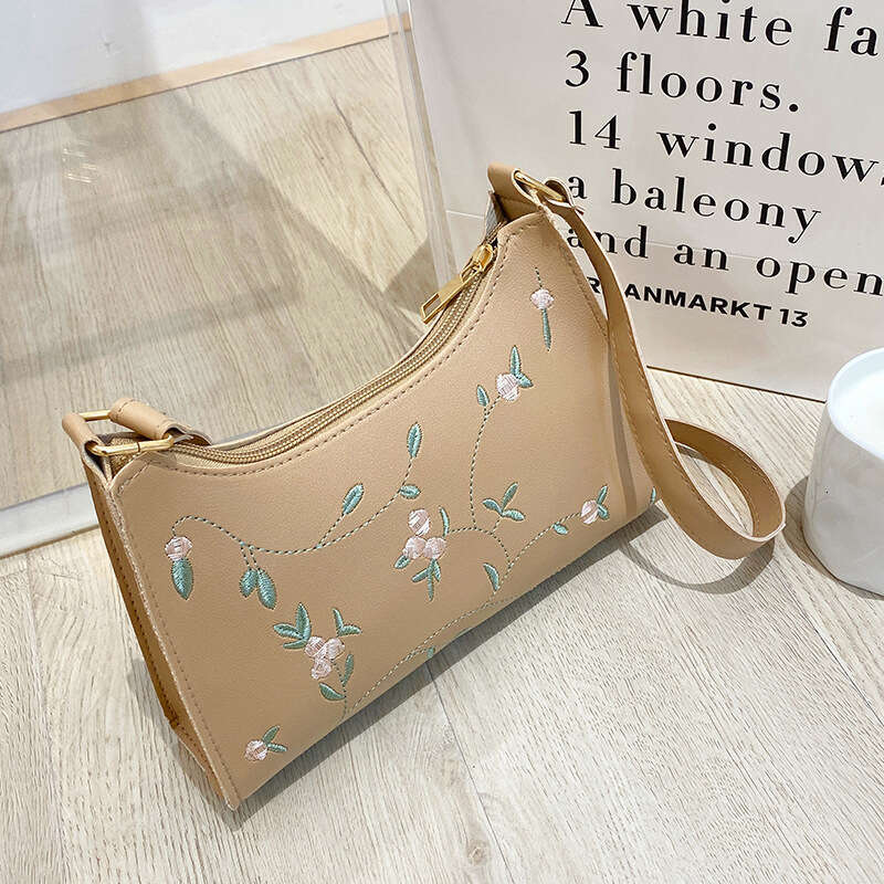 Embroidered 2022 Ladies Handbag Women's Shoulder Fashion Simple Hobo Underarm Bag