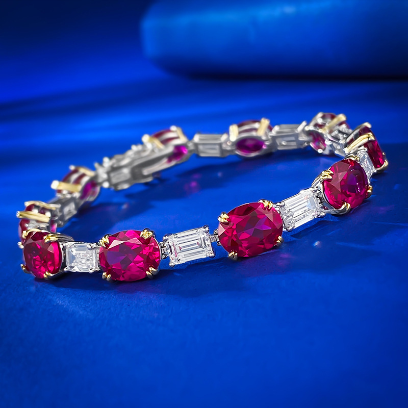 2025 Choucong Gorgeous Noble Lady Wedding Bracelets Sparkling Luxury Jewelry Genuine 100% S925 Sterling Silver Oval Cut Ruby Lab Moissanite Diamond Wo