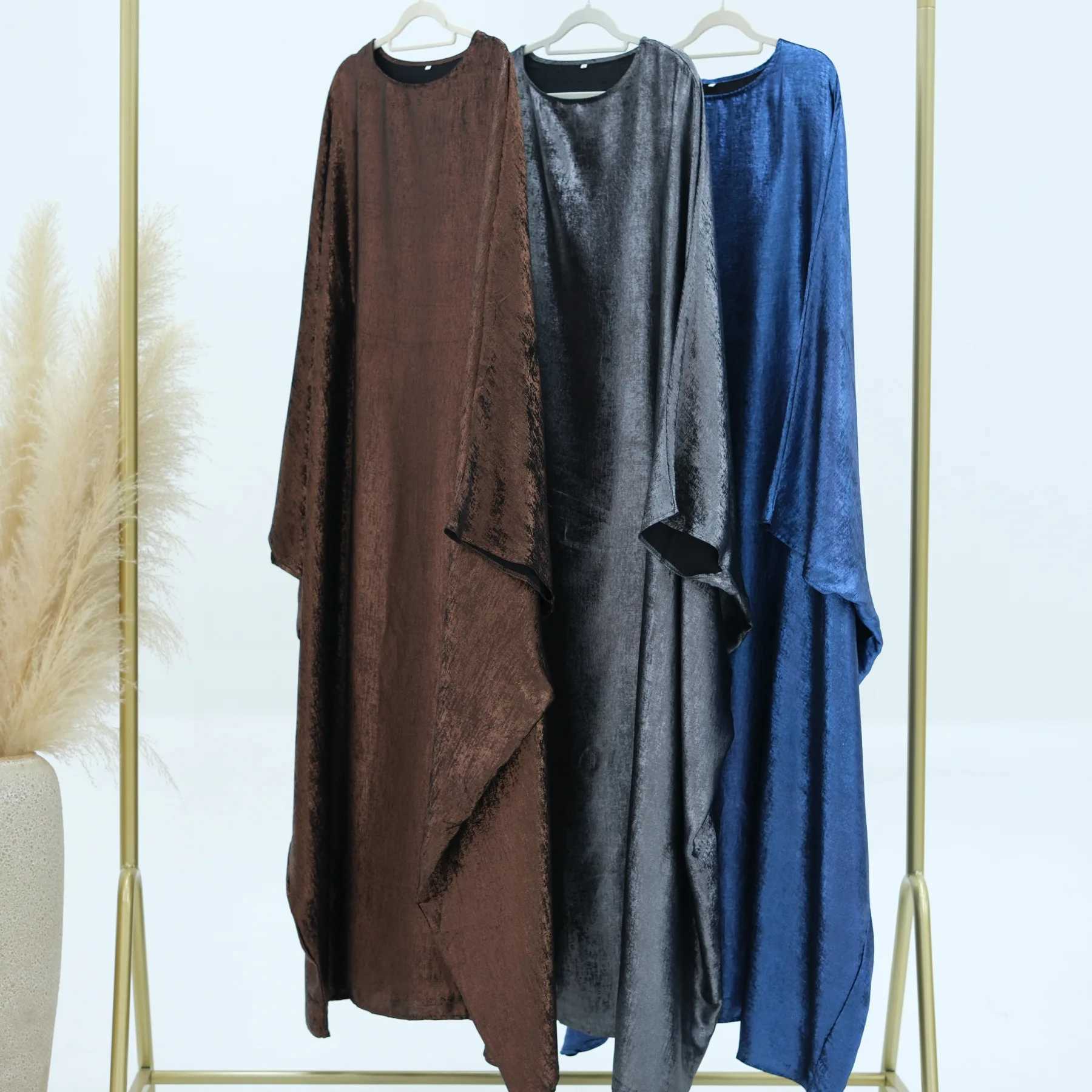 Shiny Batwing Satin Maxi Abaya Dubai Luxury 2024 Abayas For Women Muslim Kaftan Dress Islam Caftan Marocain Femme Long Robes X250514