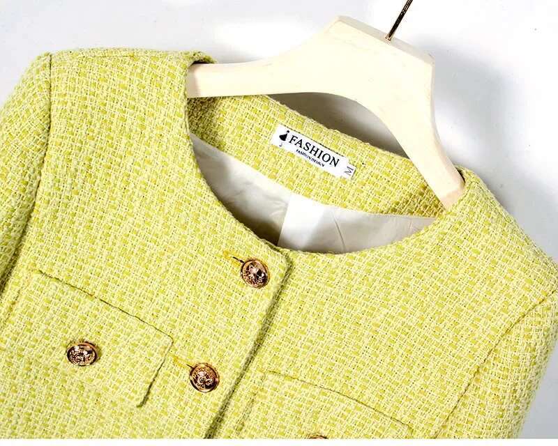 Jacket New Autumn and Winter Korean Women's Single-breasted High-quality Chic Tweed Retro Top Coat Women
