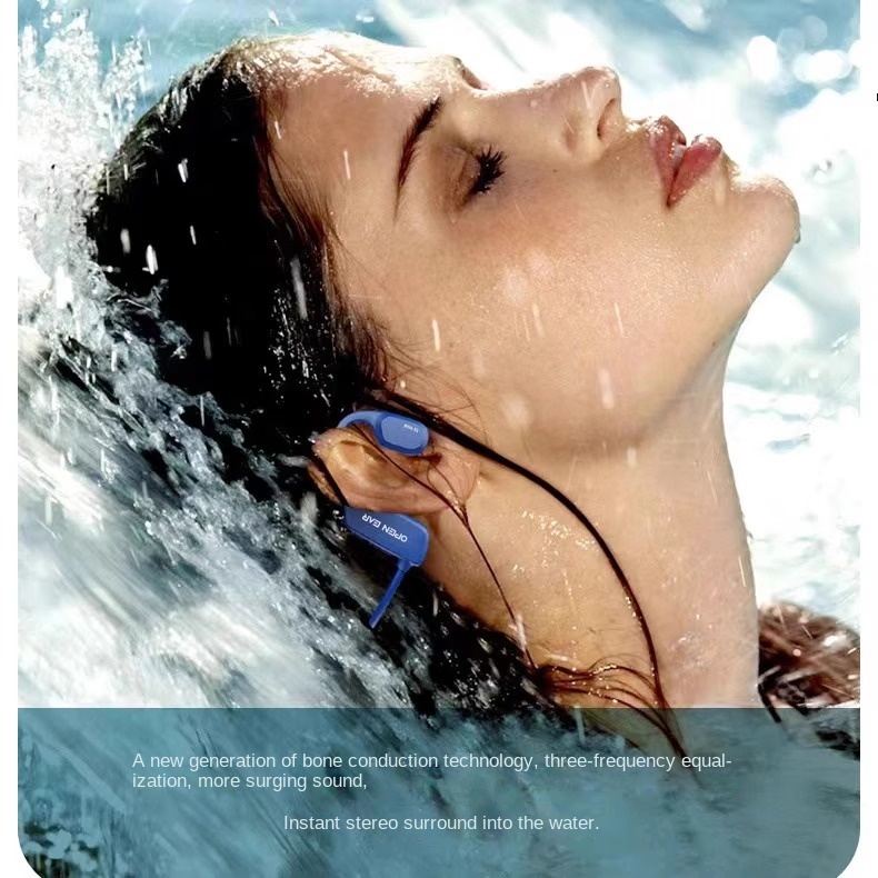 OpenEar Bone X2 IP68 Waterproof Wireless Bone Conduction Headphones for Swimming, Sports with MP3 Mode, 8GB Storage, 6H Battery, Ergonomic Design