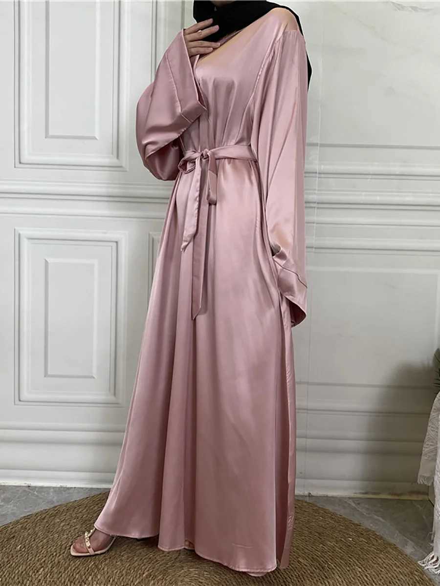 Middle East Muslim Women Middle East Womens modest Abaya hot Ramadan dress Turkey Dubai Islamic satin long dress X250514