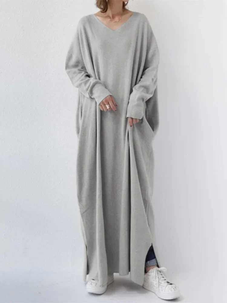Turkey Eid Solid Muslim Hijab Dress Women Dubai Arab A-line V Neck Abaya Dresses Moroccan Kaftan Robe Islamic Clothing X250514