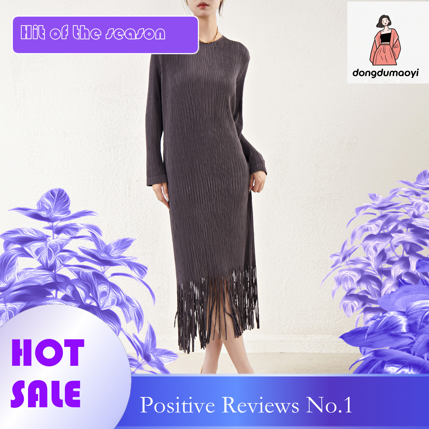 dongdumaoyi Miyake Knitted Skirt for Women 2024 Spring and Autumn Western Style Bottom Shirt, Women's Flow Su Outfit, Coat, Inner Fold Dress