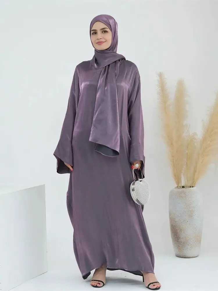 Eid Modest Satin Khimar Abaya Dubai Luxury 2024 Muslim Islam Arabic Abayas For Women Kaftan Hijab Dress Robe Femme Musulmane X250514