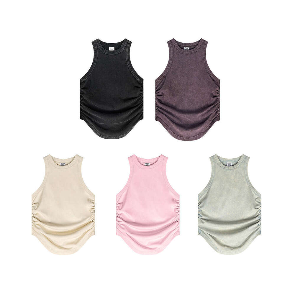 BE | 2025 Spring/Summer New American Street Hot Girl Style Women's Wear Sexy Pure Desire Wrinkle Tank Top for Women