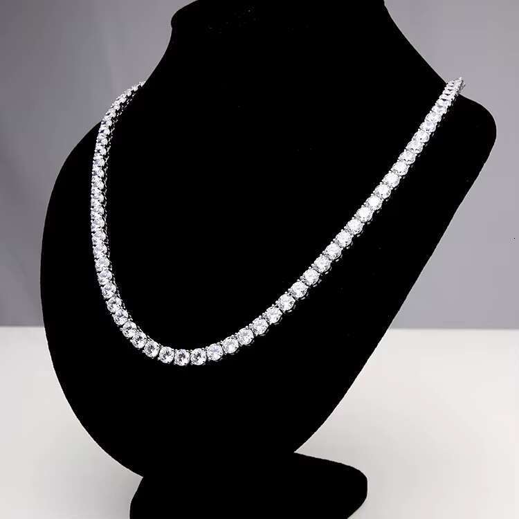Sier white rose gold ice plated CZ jewelry tennis necklace men's women's hip-hop network chain