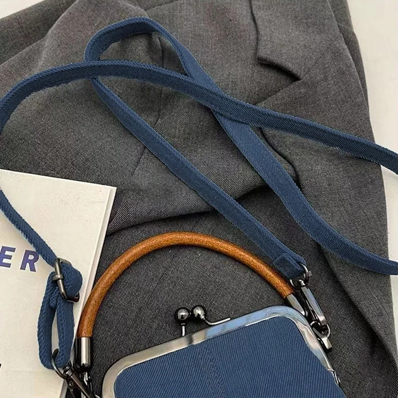 Denim Crossbody Bag For Women Vintage KissLock Small Phone Purse Trendy Cross Body Bags Daily Office Party 250514