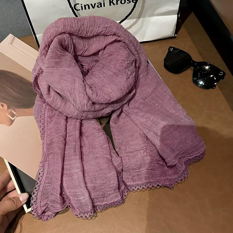 T705 scarf female 2025 autumn and winter new style student small fresh literary solid color silk scarf multifunctional warm shawl neck